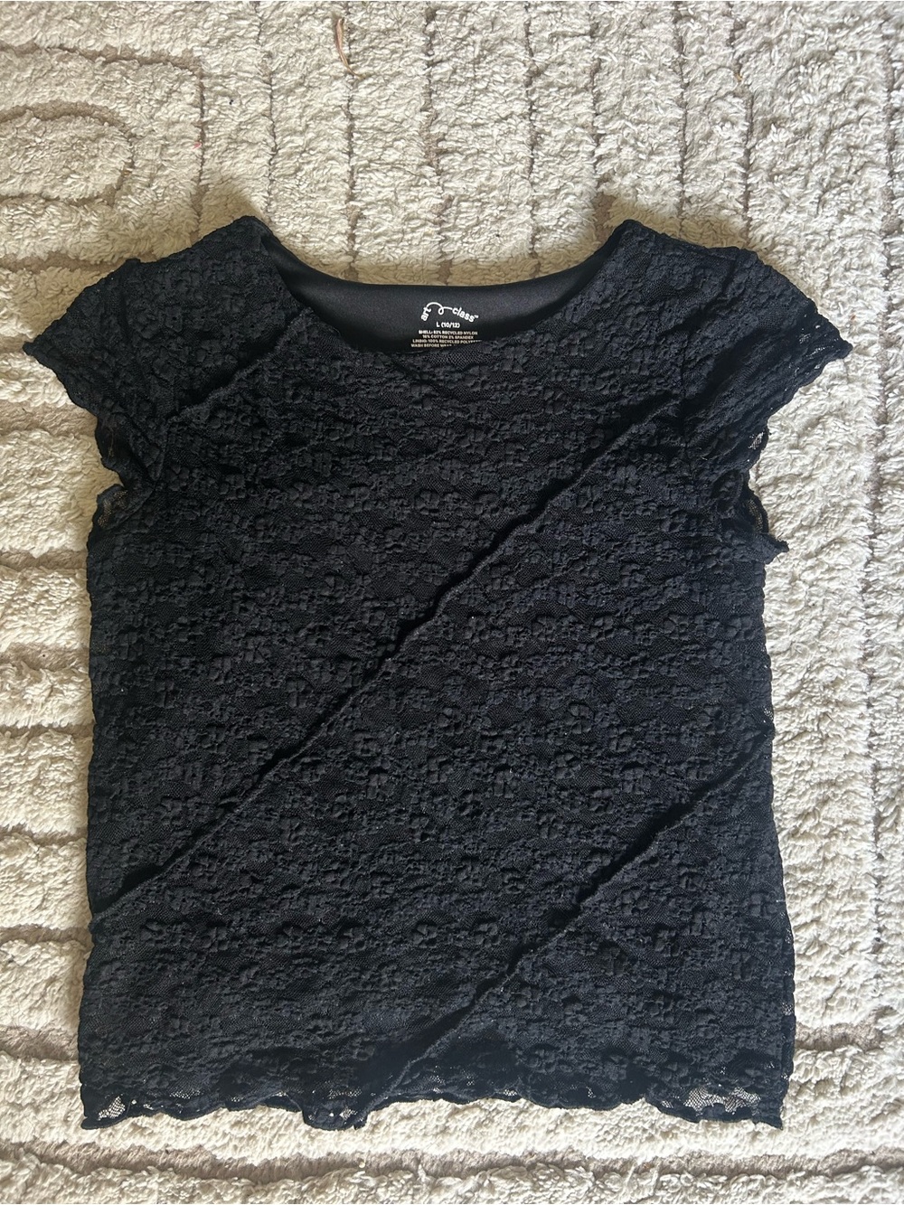 Black Lace Cap Sleeve Top